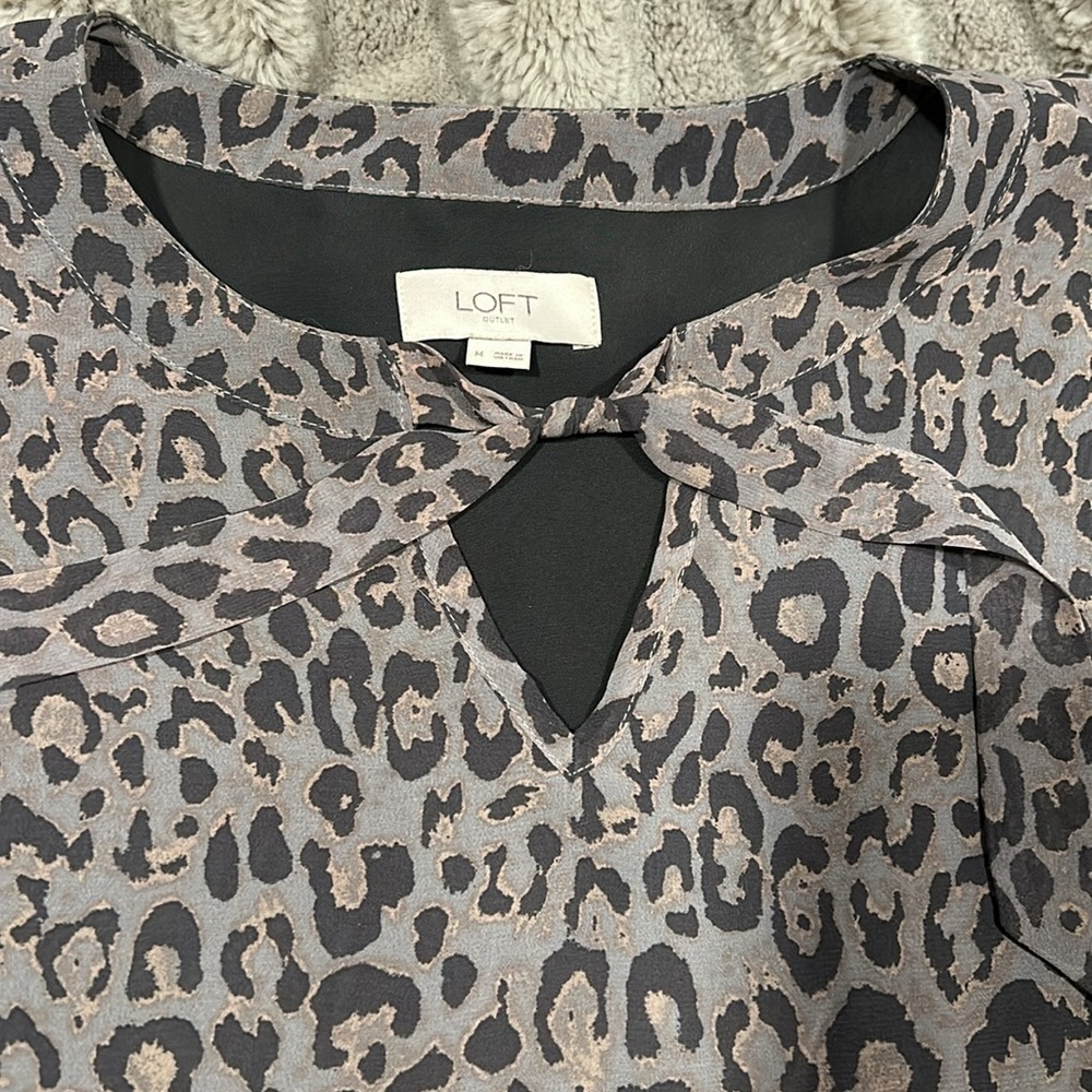 LOFT Tie Neck Animal Print Dress - Picture 6 of 7
